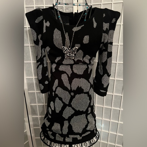 BEBE ADDICTION Lurex Animal Sweater Dress NWT - Picture 1 of 8